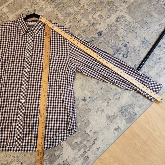 Johnston & Murphy Flip Cuff Long Sleeve Button Up Shirt Red White Blue Plaid XL - Picture 14 of 16